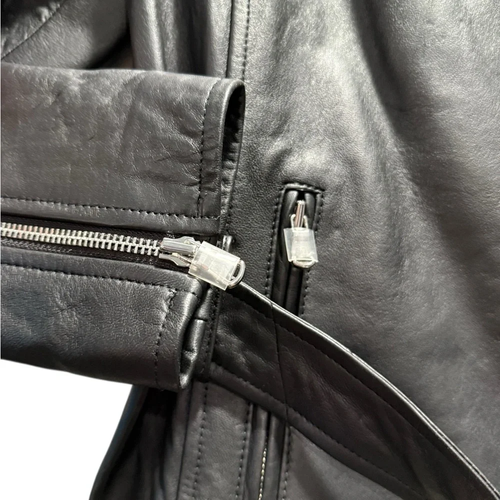 NWT L’Agence Large Black 100% Lamb Leather Biker Jacket $1395MSRP